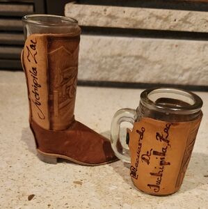 Mexican Leather Shot Glass Holders (2)